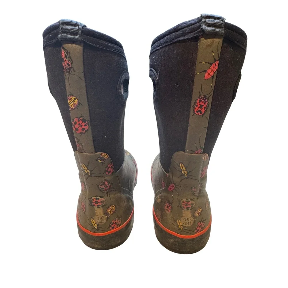 Bogs Classic II Bugs Kids Rain‎ Boots Olive Green Ladybug Beetle 72904 Size 11